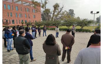 Dr Ashwani Pareek ED NABI interacting with Faculty Staff and Students